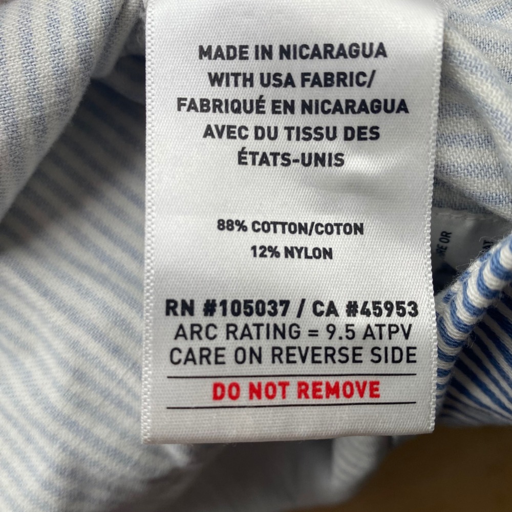 Ariat Work FR Striped Button Down Shirt Mens XL Blue White Flame Resistant NFPA - Picture 4 of 11